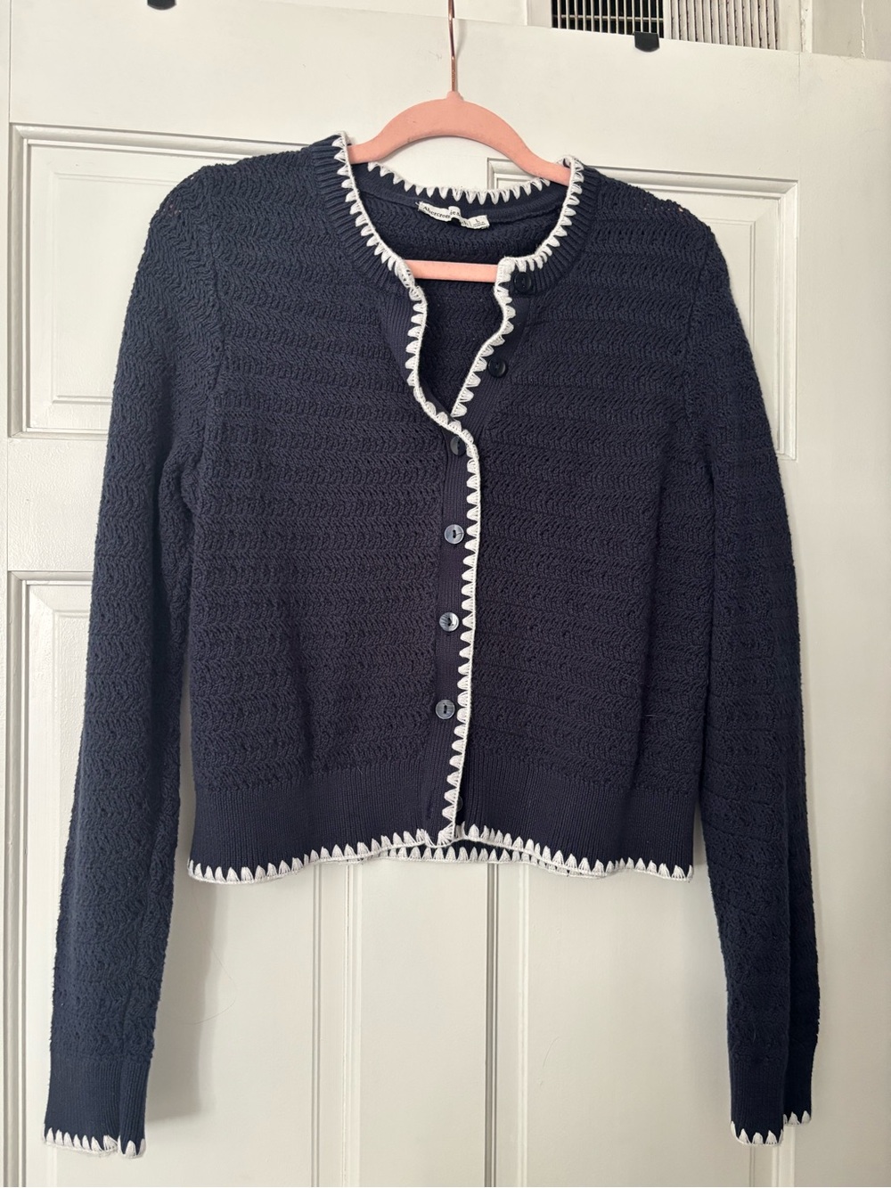 Abercrombie & Fitch Navy Cardigan with White Trim